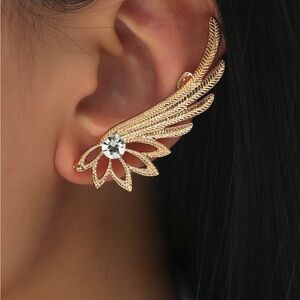 1pc Rhinestone Decor Wing Design Ear Climber